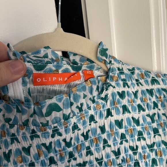 OLIPHANT Smocked Flirty Short Dress Veranda Turquoise - Picture 3 of 5